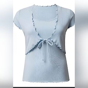 Torrid Supersoft Rib Lettuce Edge Cami Shrug Set